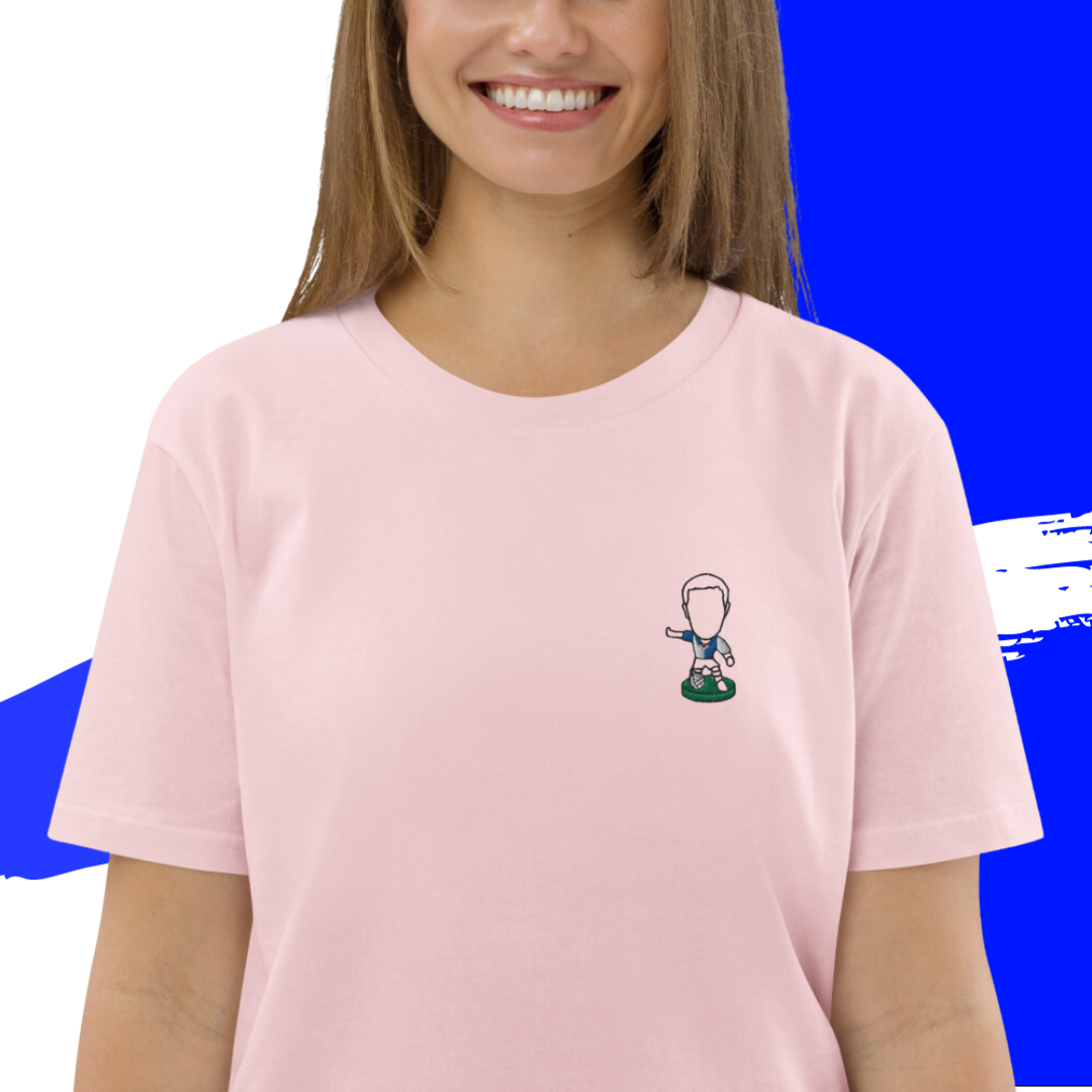 Lancashire Pride (Black Outline)- Blackburn Rovers Inspired Design - Embroidered - Unisex Football Organic Cotton T-Shirt