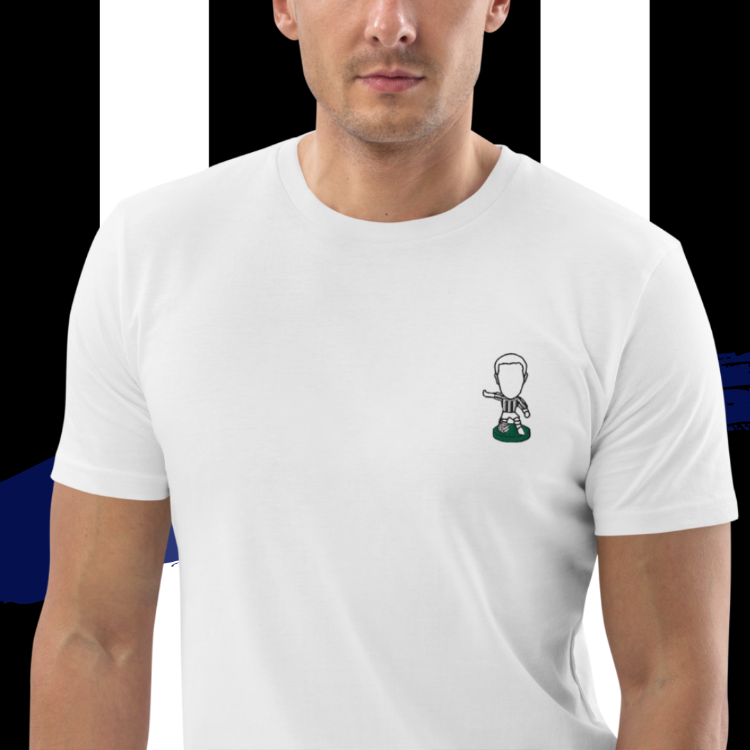 Tyneside Stripes (Black Outline) - Embroided - Unisex Organic Cotton Football T-Shirt - Newcastle United Inspired