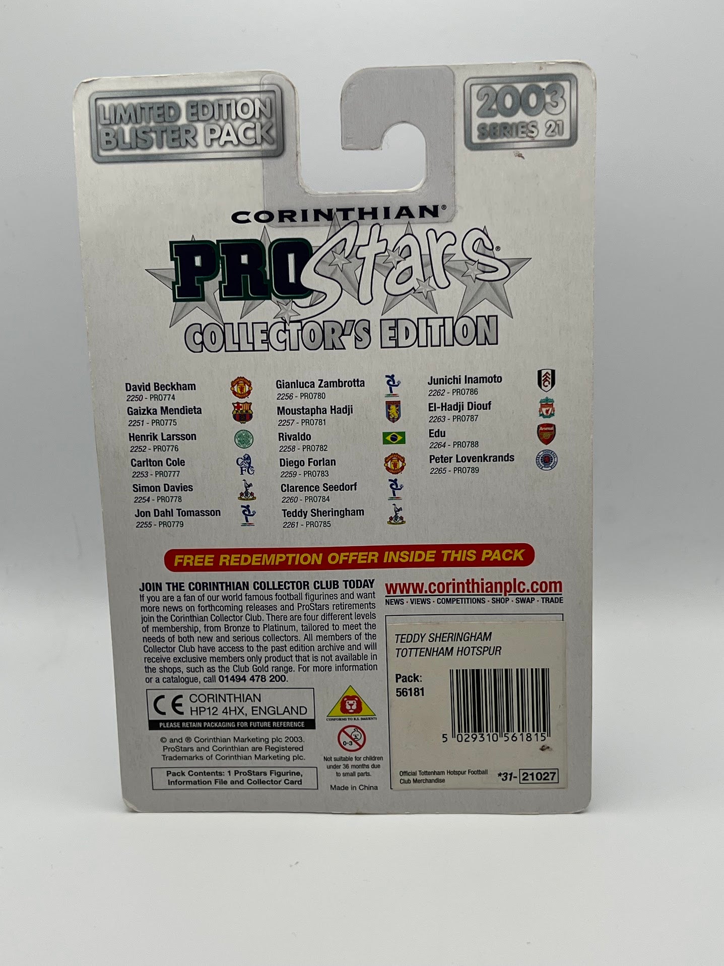 Teddy Sheringham - Corinthian ProStars Collector's Edition Series 21 - Tottenham - PRO785