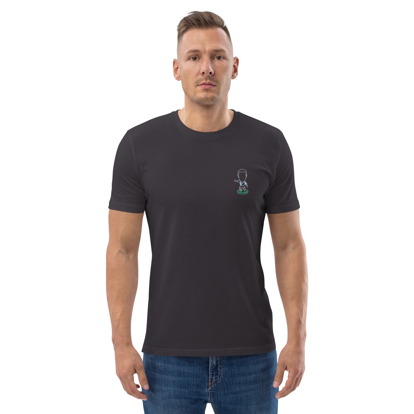 Lancashire Pride (White Outline) Blackburn Rovers Inspired Design - Embroidered - Unisex Football Organic Cotton T-Shirt