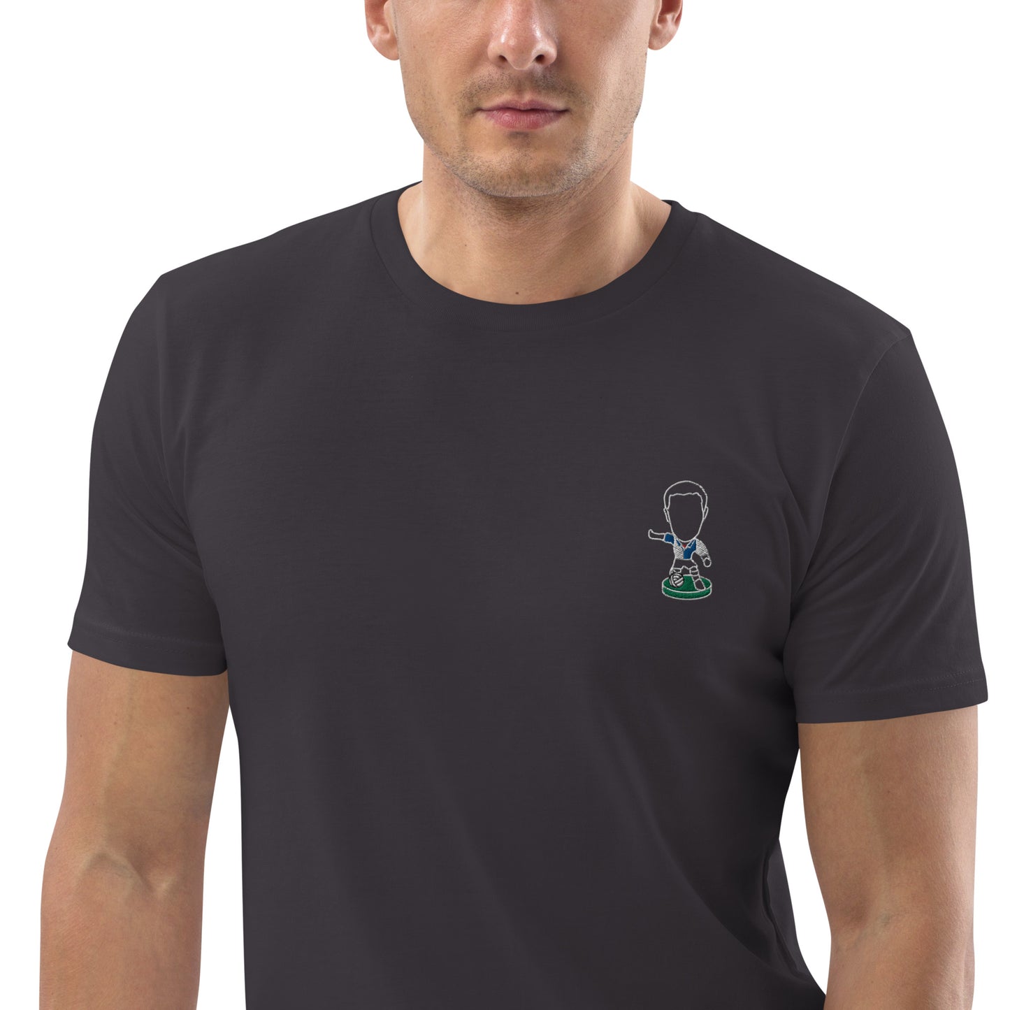 Lancashire Pride (White Outline) Blackburn Rovers Inspired Design - Embroidered - Unisex Football Organic Cotton T-Shirt