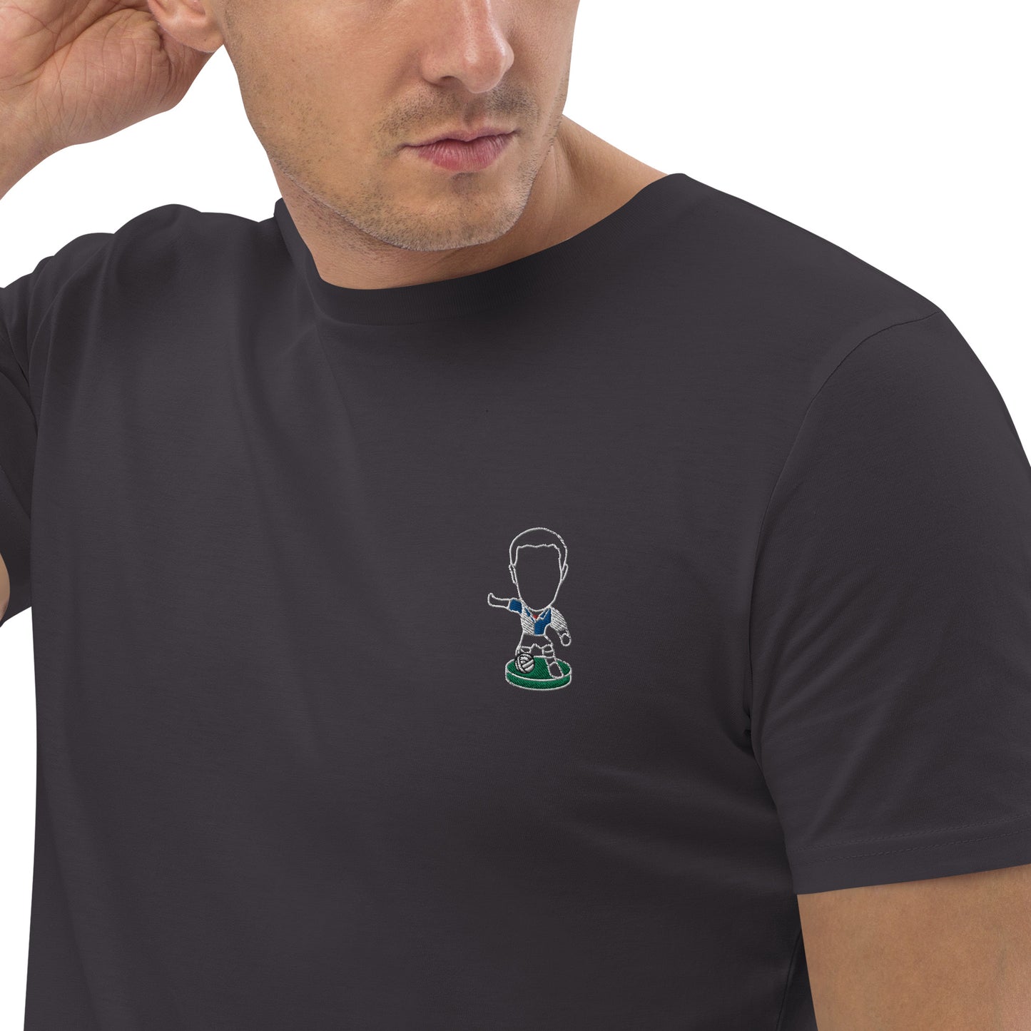 Lancashire Pride (White Outline) Blackburn Rovers Inspired Design - Embroidered - Unisex Football Organic Cotton T-Shirt