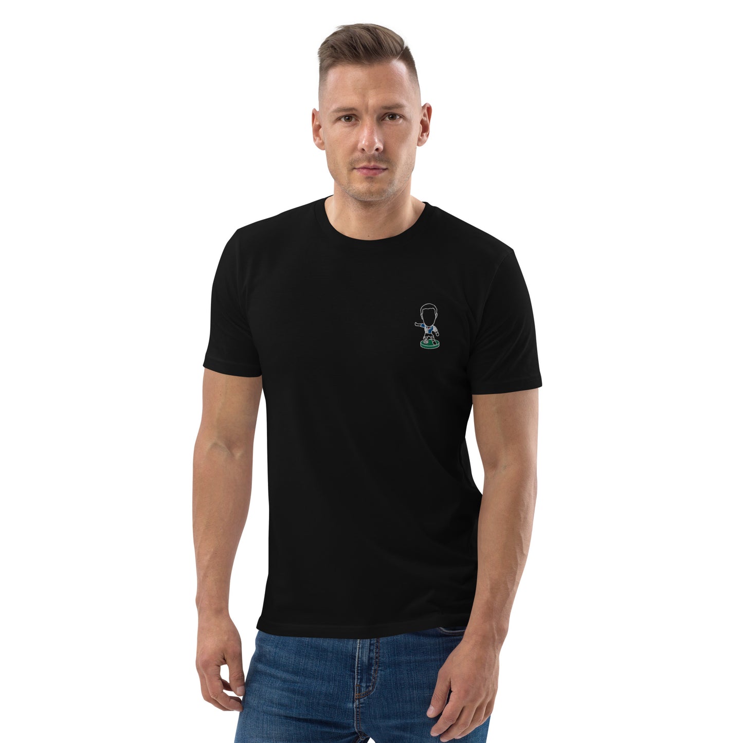 Lancashire Pride (White Outline) Blackburn Rovers Inspired Design - Embroidered - Unisex Football Organic Cotton T-Shirt