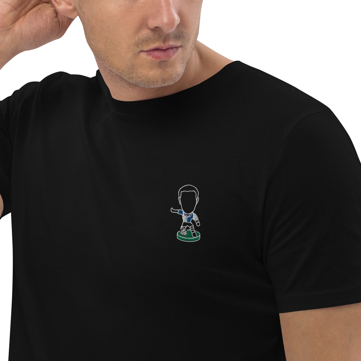 Lancashire Pride (White Outline) Blackburn Rovers Inspired Design - Embroidered - Unisex Football Organic Cotton T-Shirt