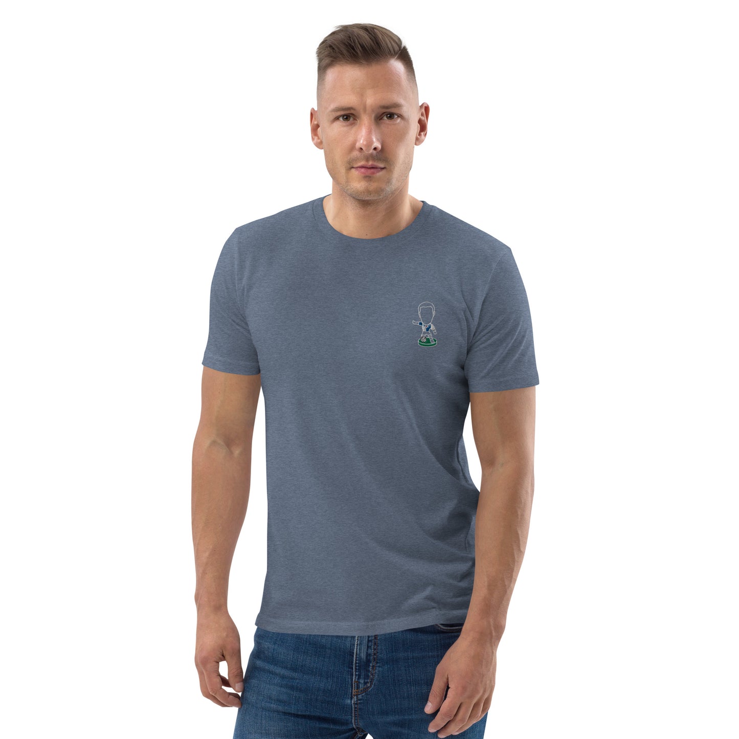 Lancashire Pride (White Outline) Blackburn Rovers Inspired Design - Embroidered - Unisex Football Organic Cotton T-Shirt