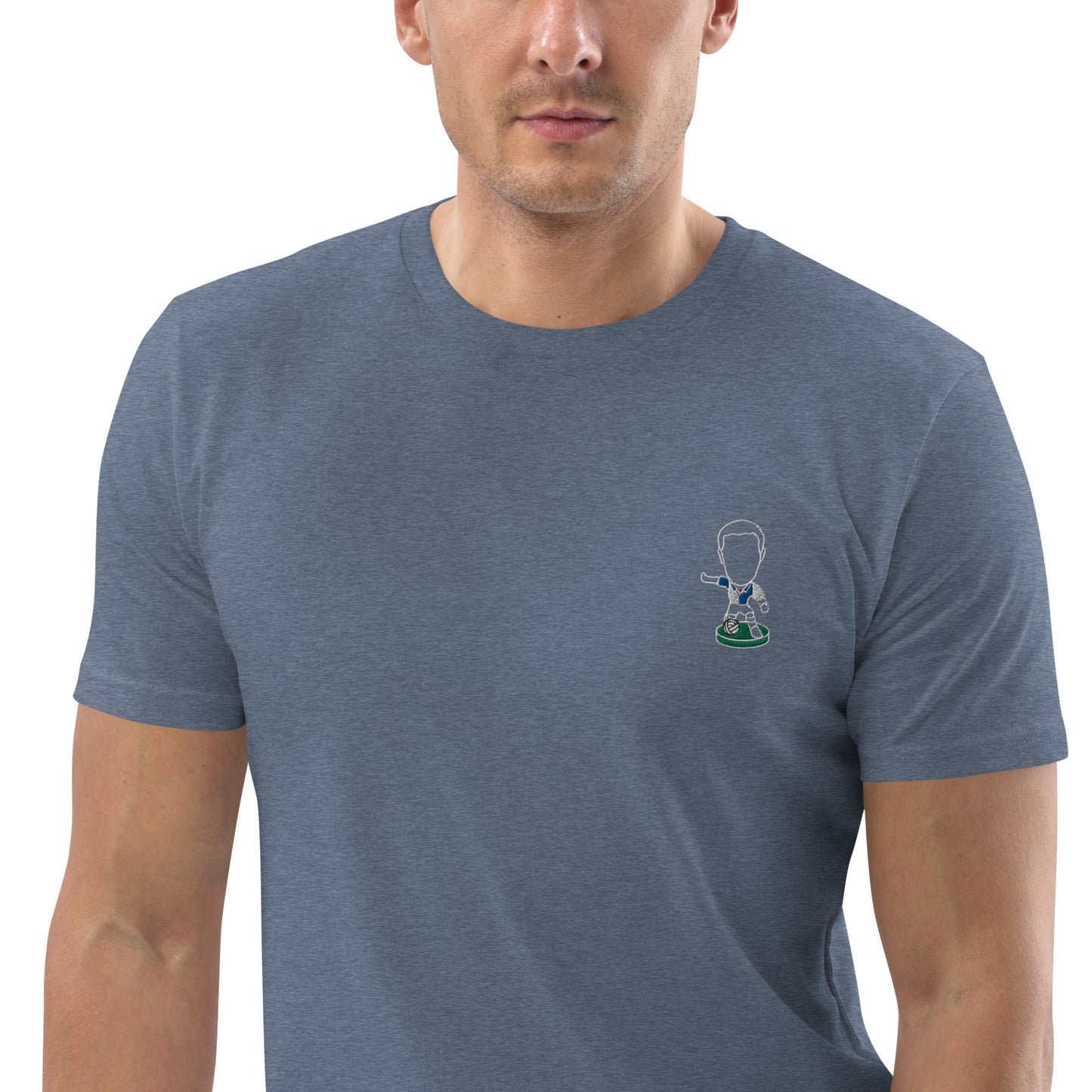 Lancashire Pride (White Outline) Blackburn Rovers Inspired Design - Embroidered - Unisex Football Organic Cotton T-Shirt