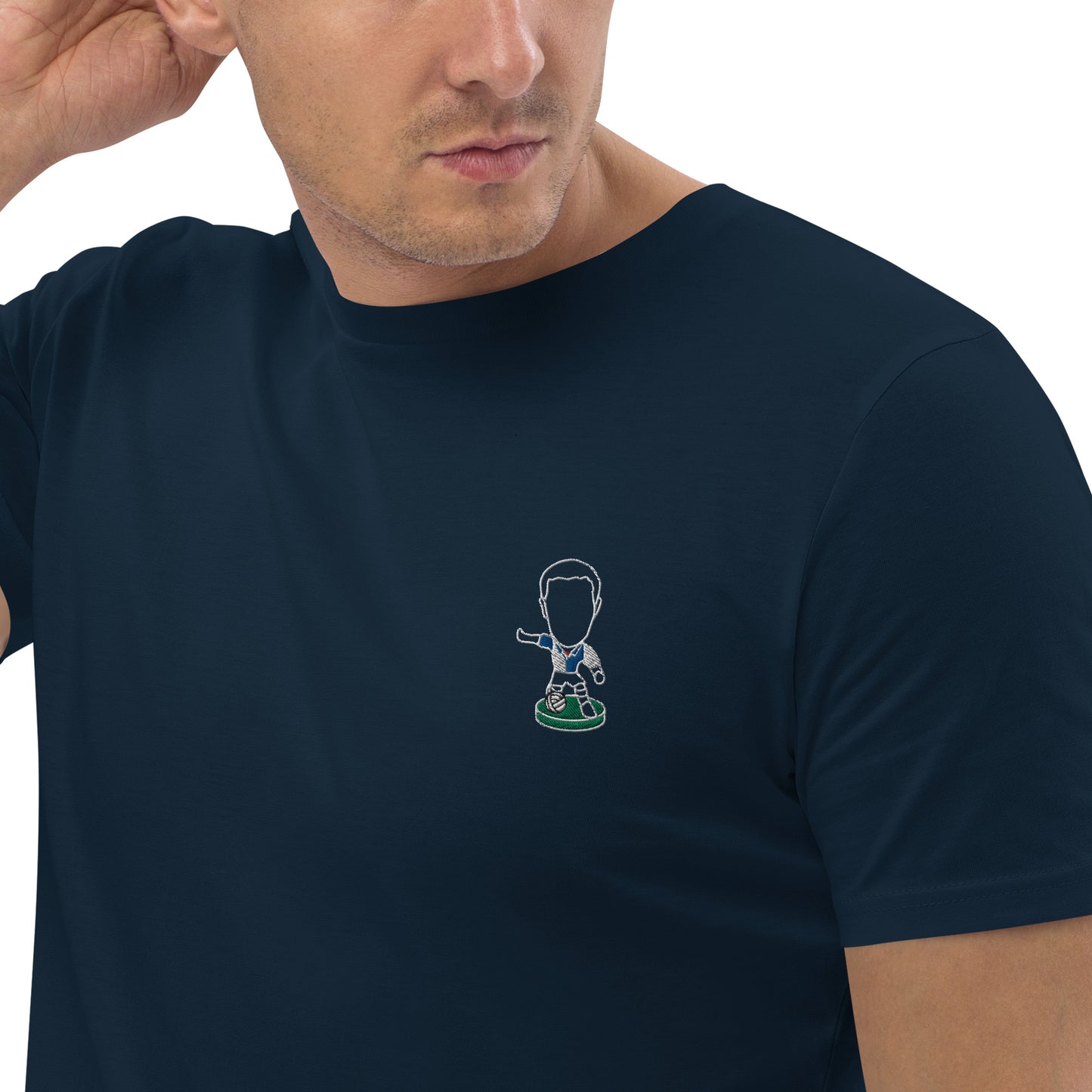 Lancashire Pride (White Outline) Blackburn Rovers Inspired Design - Embroidered - Unisex Football Organic Cotton T-Shirt