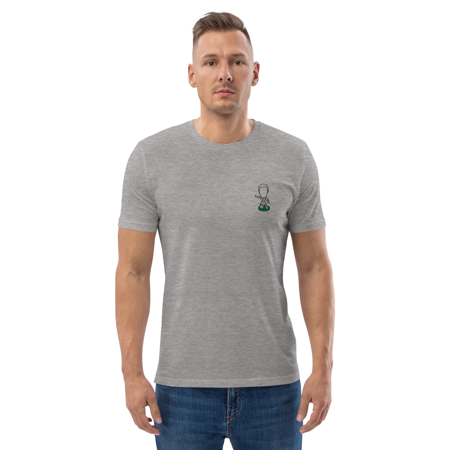 Tyneside Stripes (Black Outline) - Embroided - Unisex Organic Cotton Football T-Shirt - Newcastle United Inspired