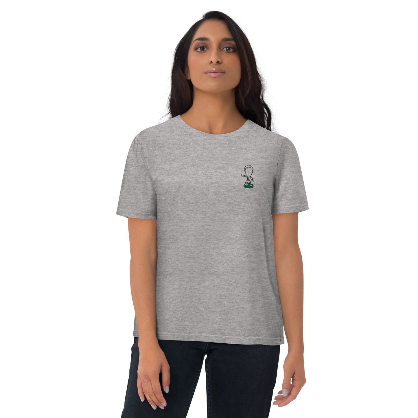Tyneside Stripes (Black Outline) - Embroided - Unisex Organic Cotton Football T-Shirt - Newcastle United Inspired