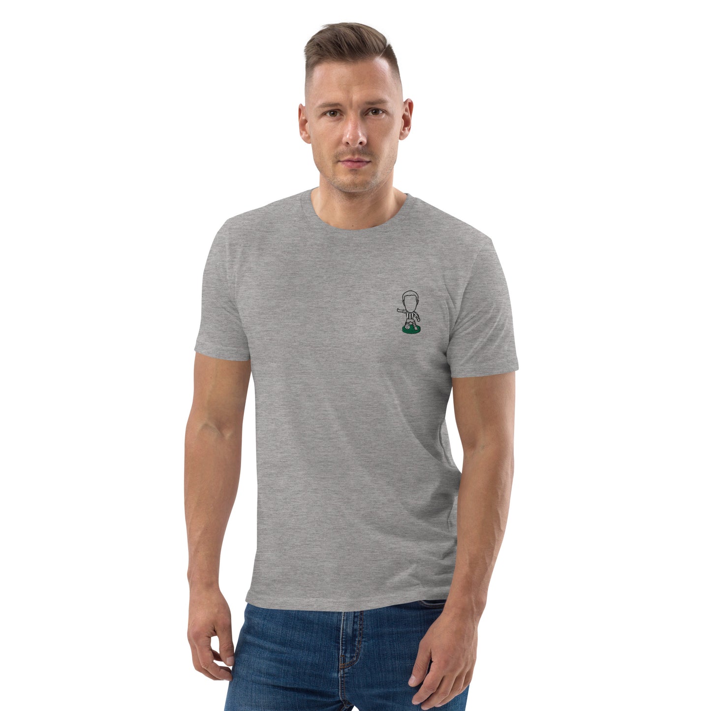 Tyneside Stripes (Black Outline) - Embroided - Unisex Organic Cotton Football T-Shirt - Newcastle United Inspired