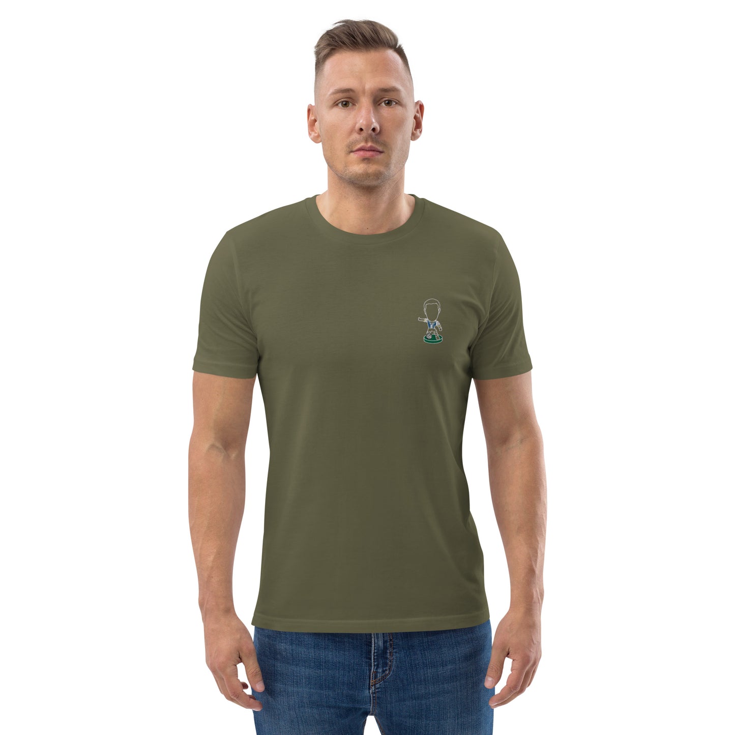 South Yorkshire Stripes - White Outline Embroidered Logo - Unisex organic cotton football t-shirt - Sheffield Wednesday Inspired Design