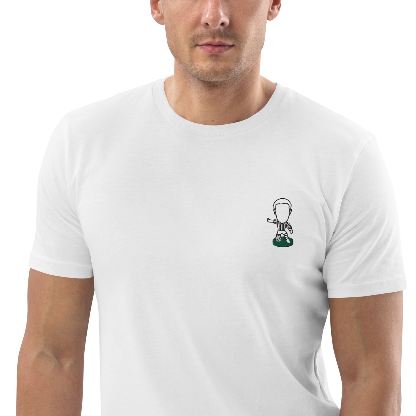 Tyneside Stripes (Black Outline) - Embroided - Unisex Organic Cotton Football T-Shirt - Newcastle United Inspired