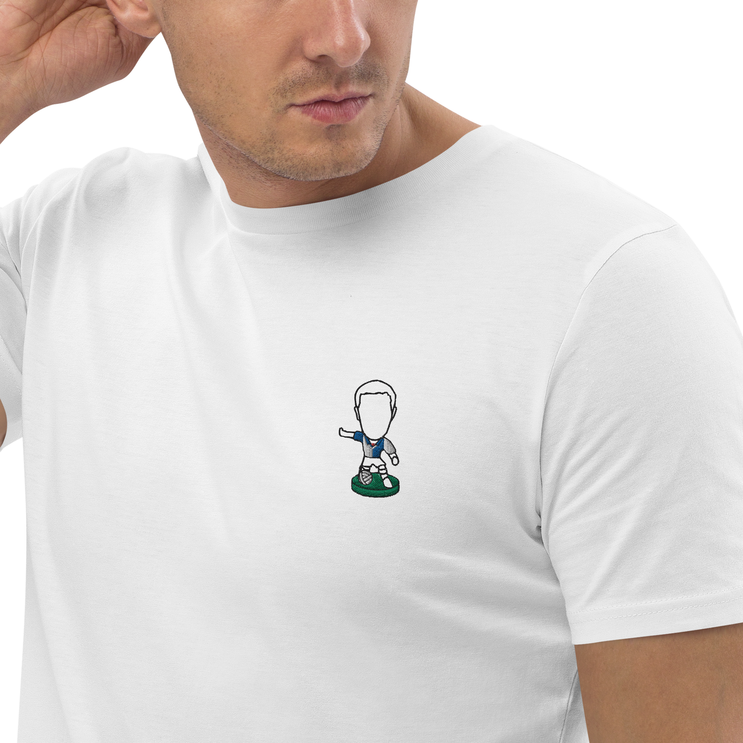 Lancashire Pride (Black Outline)- Blackburn Rovers Inspired Design - Embroidered - Unisex Football Organic Cotton T-Shirt