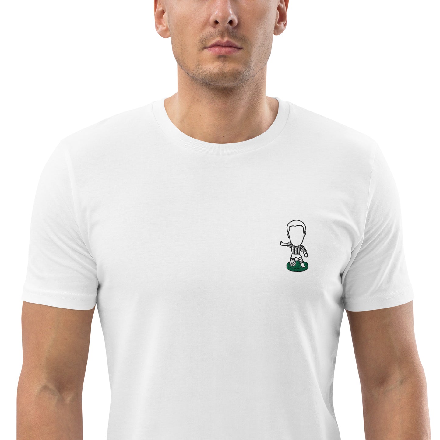 Tyneside Stripes (Black Outline) - Embroided - Unisex Organic Cotton Football T-Shirt - Newcastle United Inspired