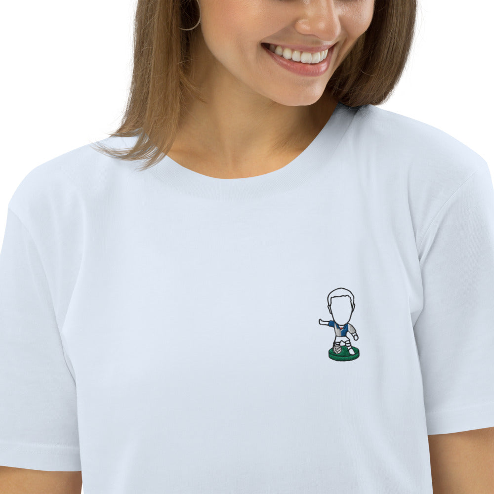 Lancashire Pride (Black Outline)- Blackburn Rovers Inspired Design - Embroidered - Unisex Football Organic Cotton T-Shirt