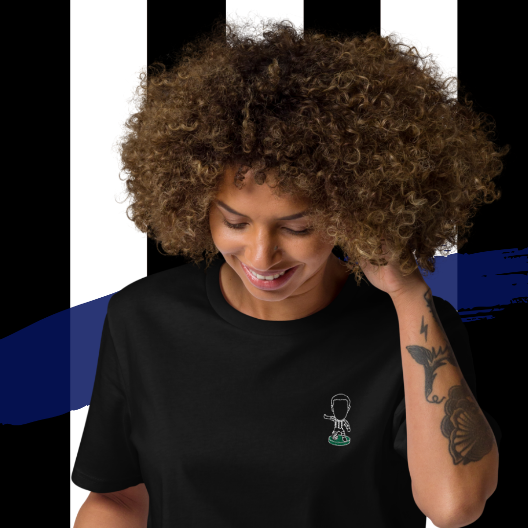 Tyneside Stripes (White Outline) - Embroided - Unisex Organic Cotton T-Shirt