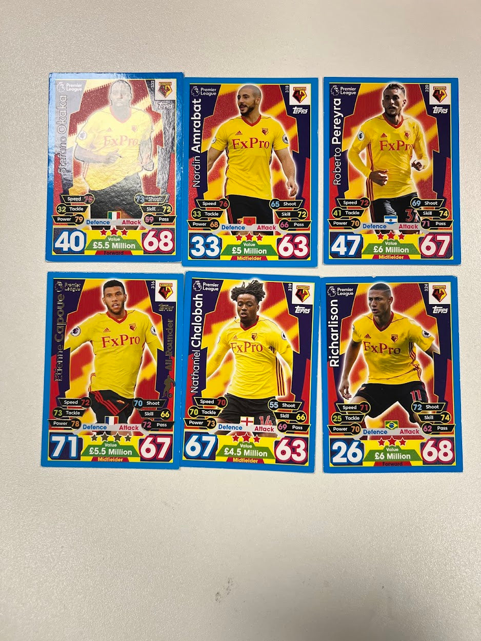 6x Watford - Topps Match Attax Football Cards