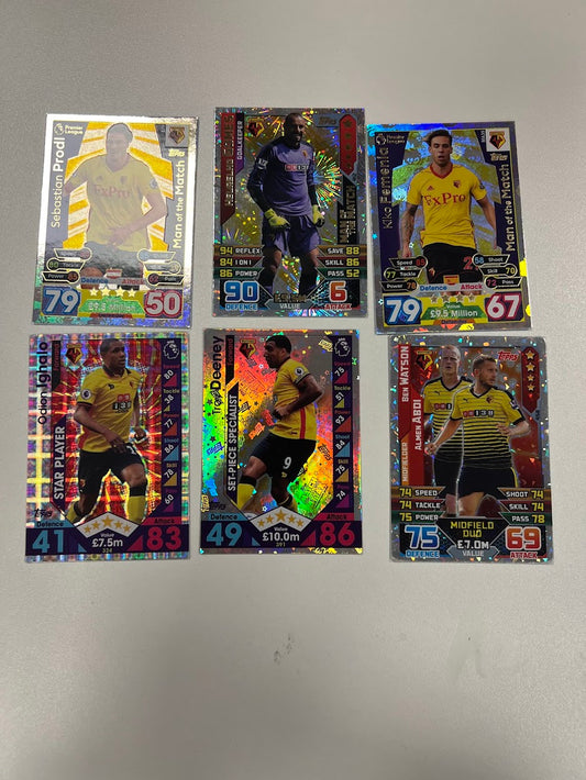6x Watford Foil/Shiny Topps Match Attax Football Cards
