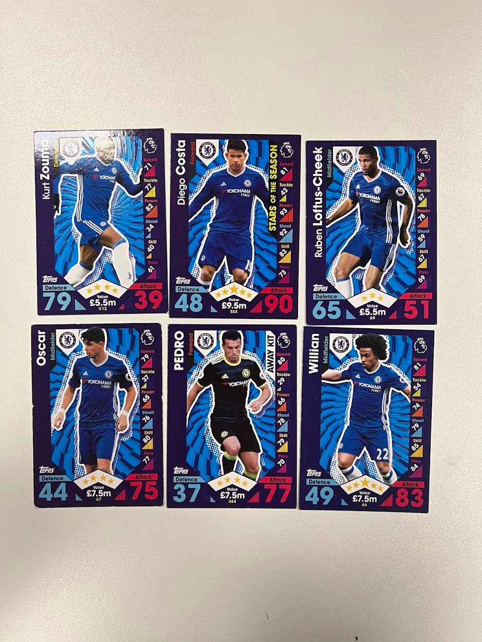 6x Chelsea Topps Match Attax Football Cards