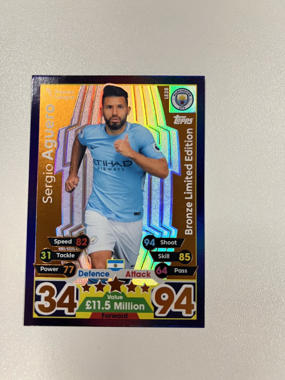 Sergio Aguero Manchester City Foil/Shiny Topps Match Attax Football Card