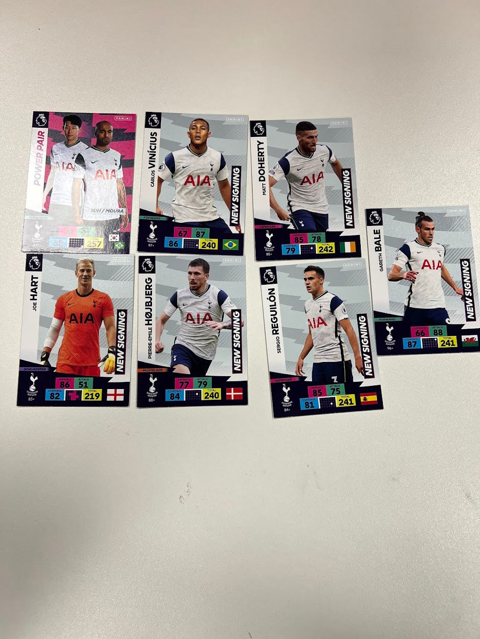 7x Tottenham Hotspur - Panini Adrenalyn 2020/21 Football Cards