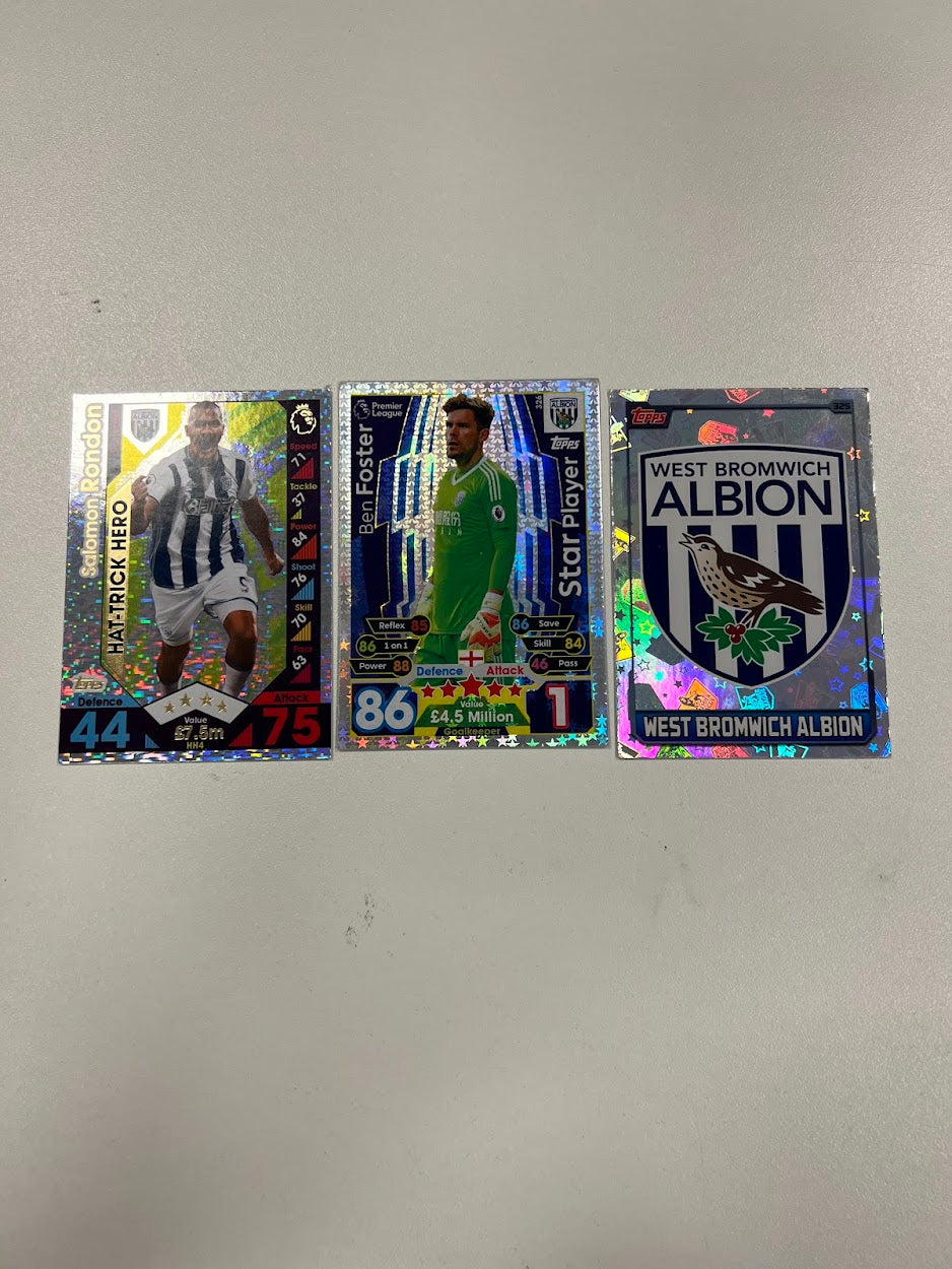 3x West Bromwich Albion Foil/Shiny - Topps Match Attax Football Cards