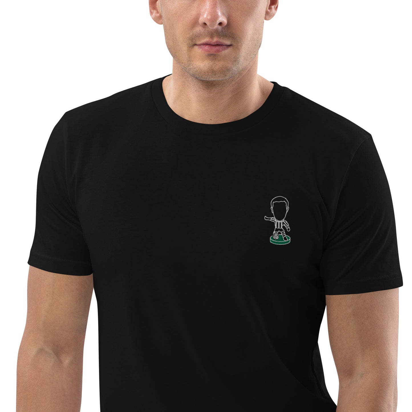 Tyneside Stripes (White Outline) - Embroided - Unisex Organic Cotton T-Shirt