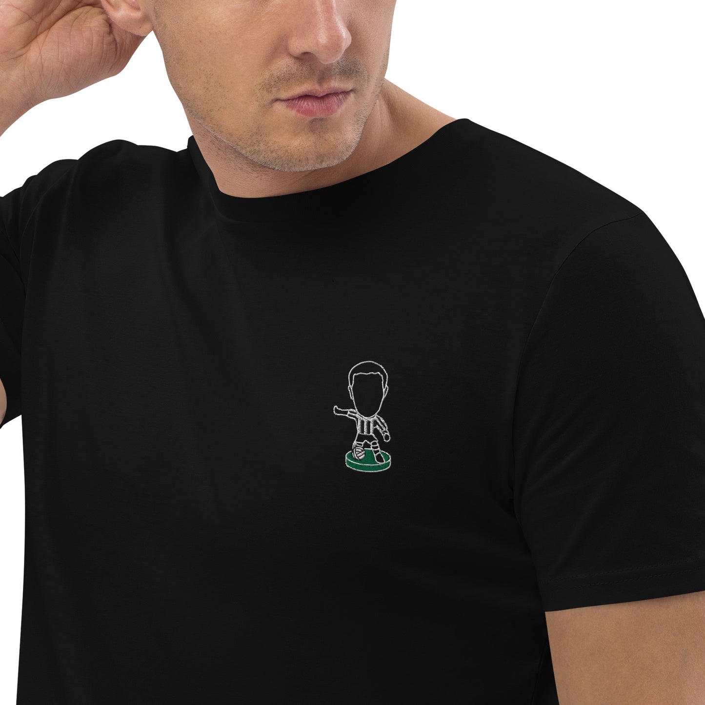 Tyneside Stripes (White Outline) - Embroided - Unisex Organic Cotton T-Shirt