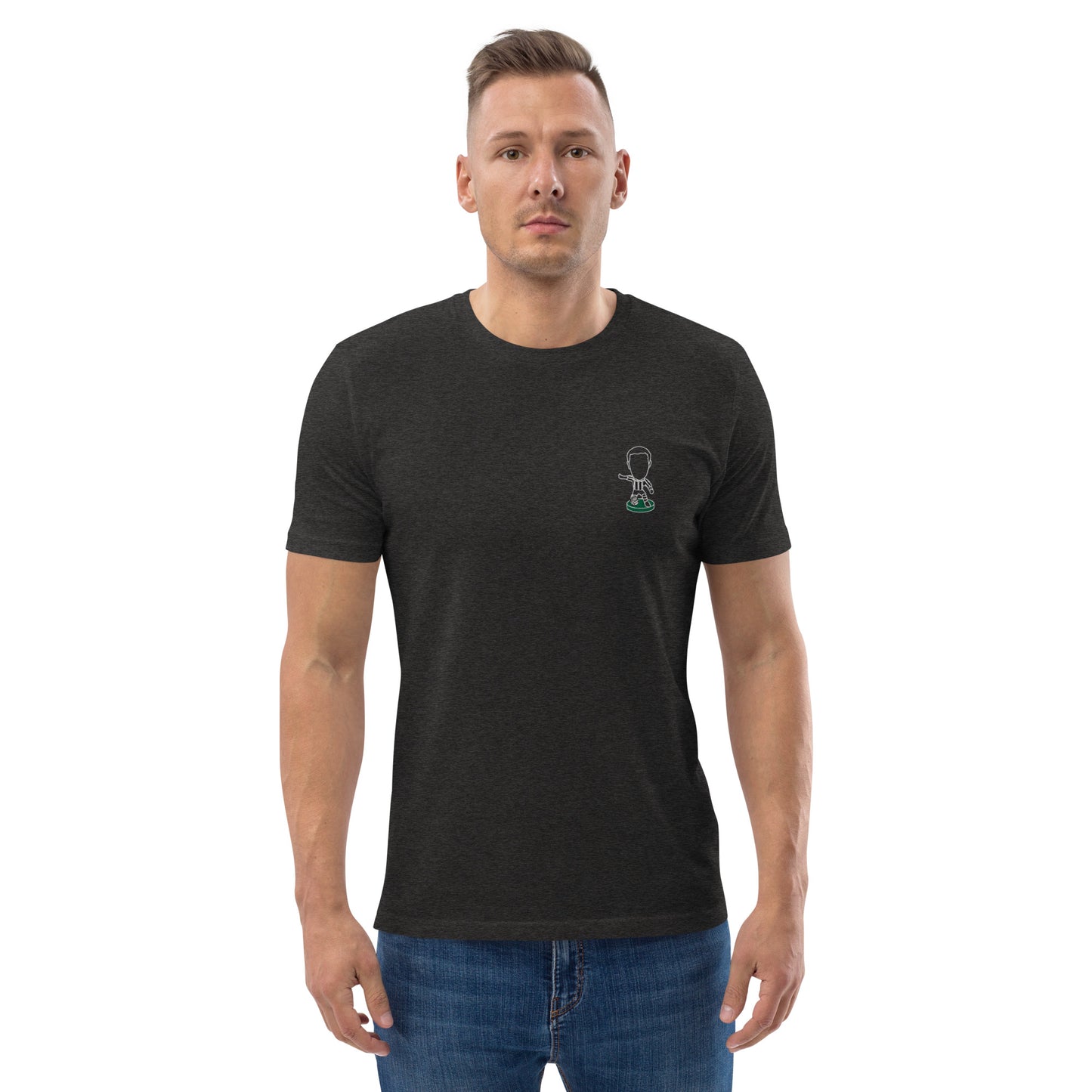 Tyneside Stripes (White Outline) - Embroided - Unisex Organic Cotton T-Shirt
