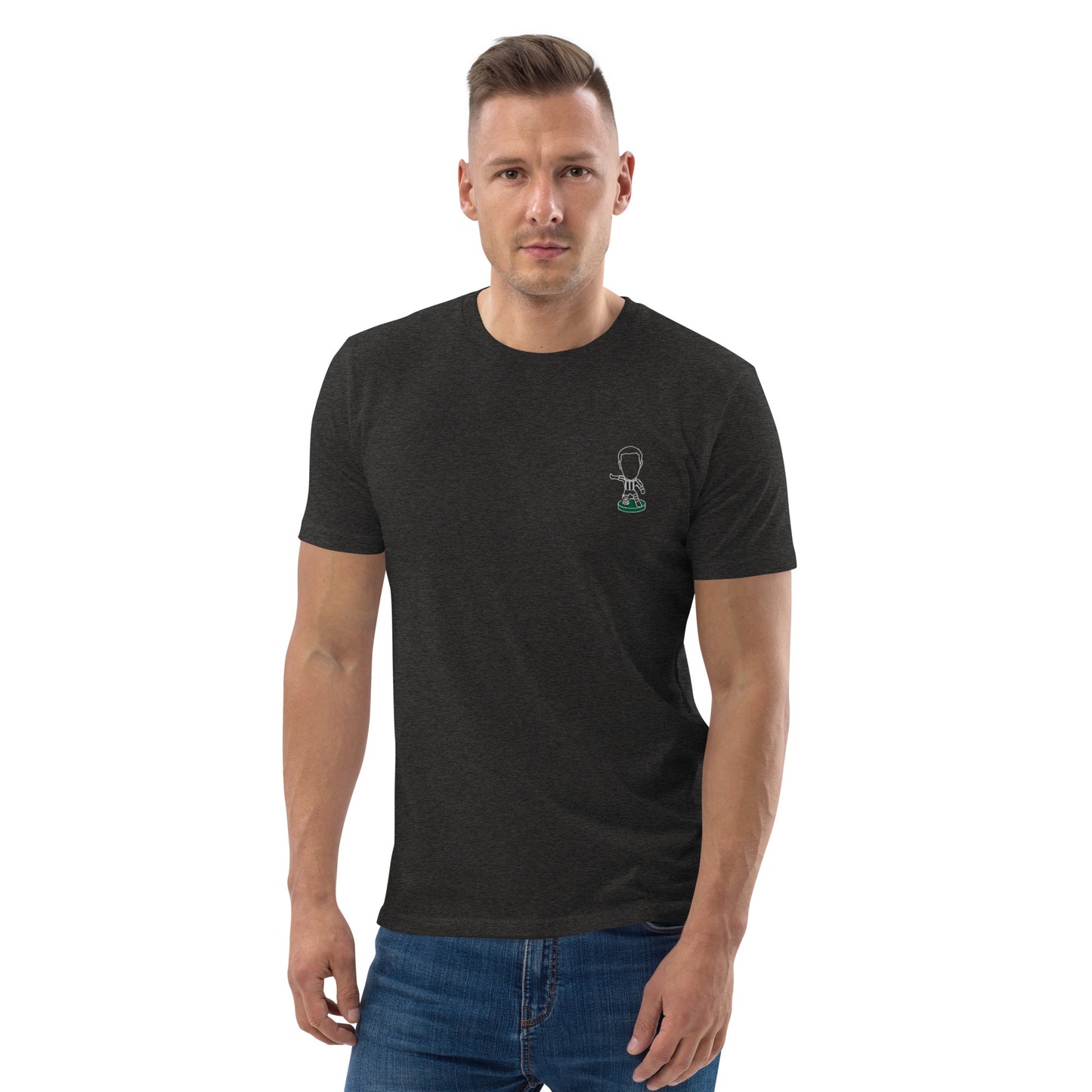 Tyneside Stripes (White Outline) - Embroided - Unisex Organic Cotton T-Shirt