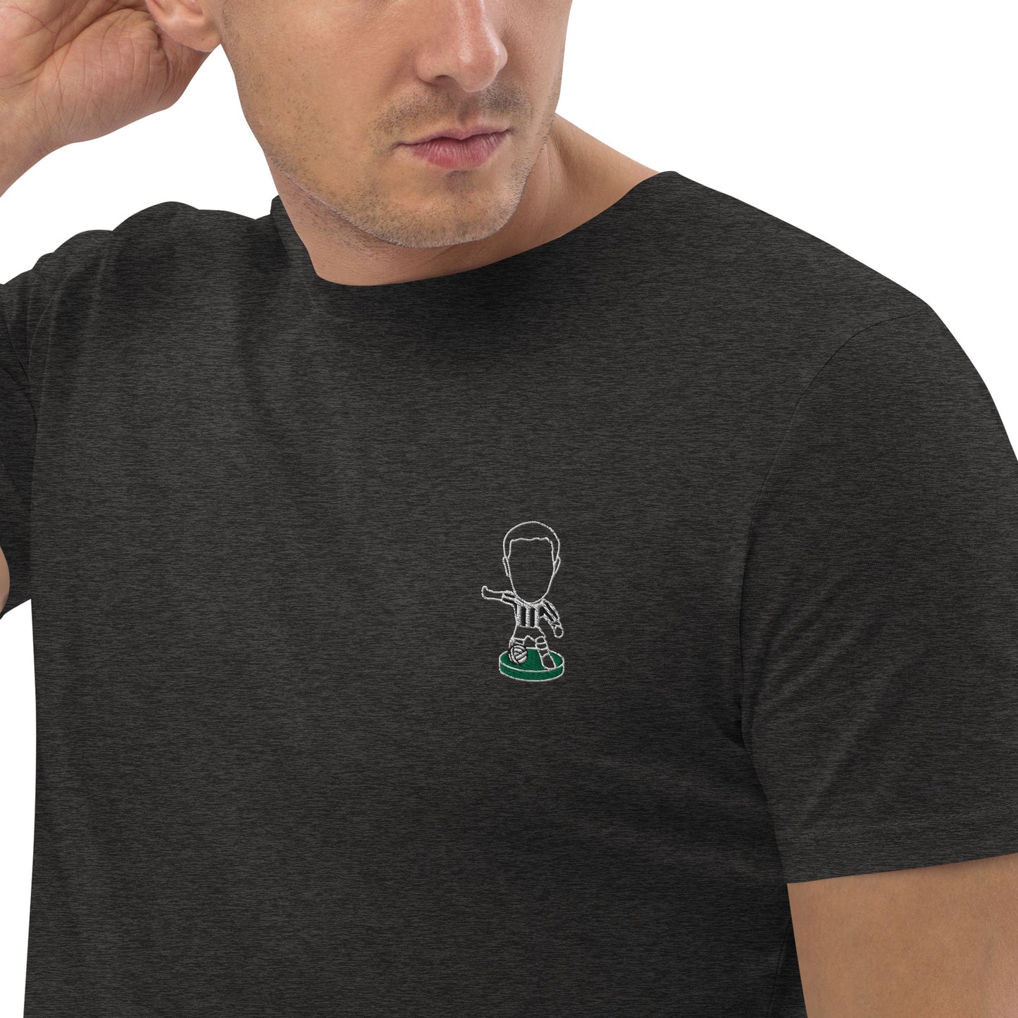 Tyneside Stripes (White Outline) - Embroided - Unisex Organic Cotton T-Shirt
