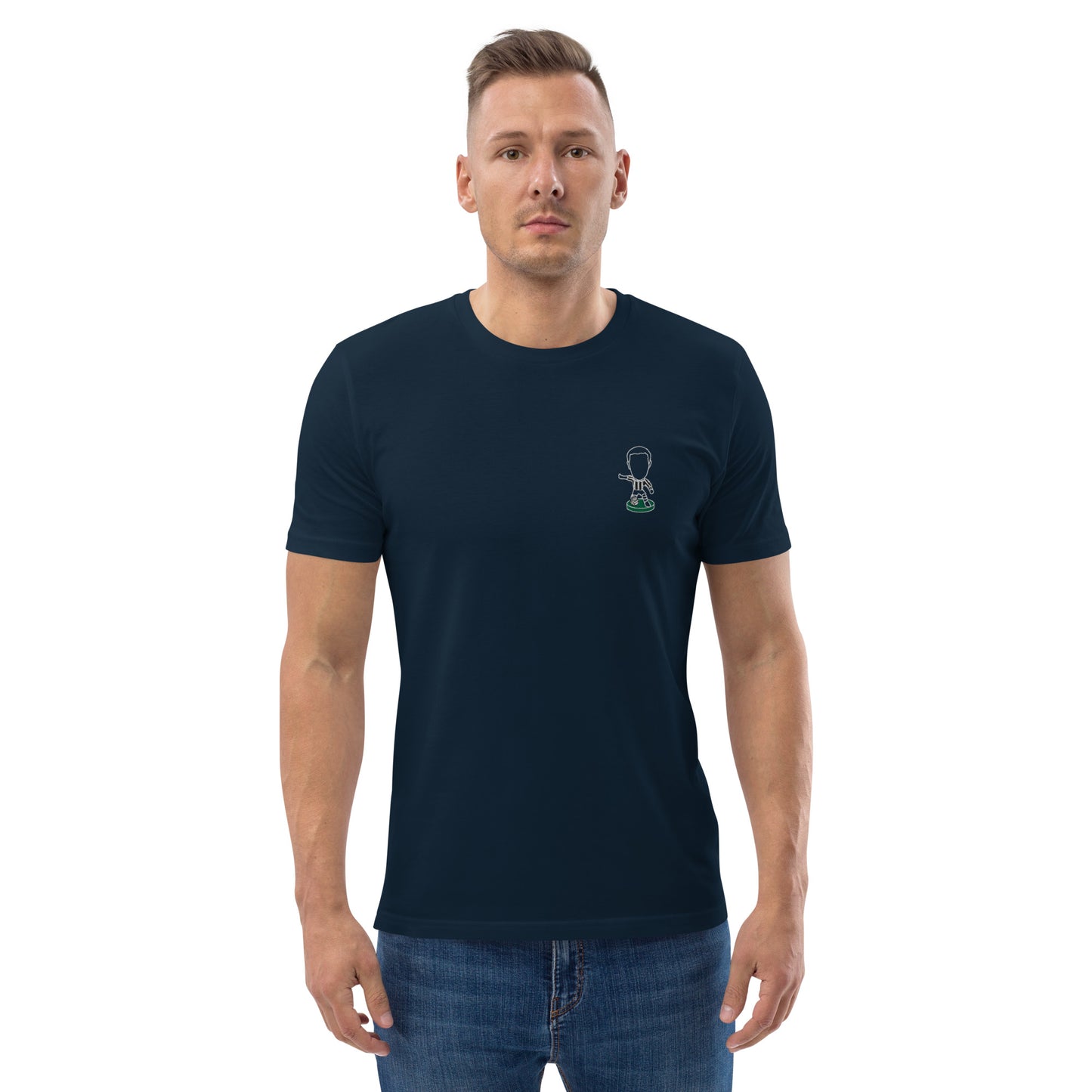 Tyneside Stripes (White Outline) - Embroided - Unisex Organic Cotton T-Shirt