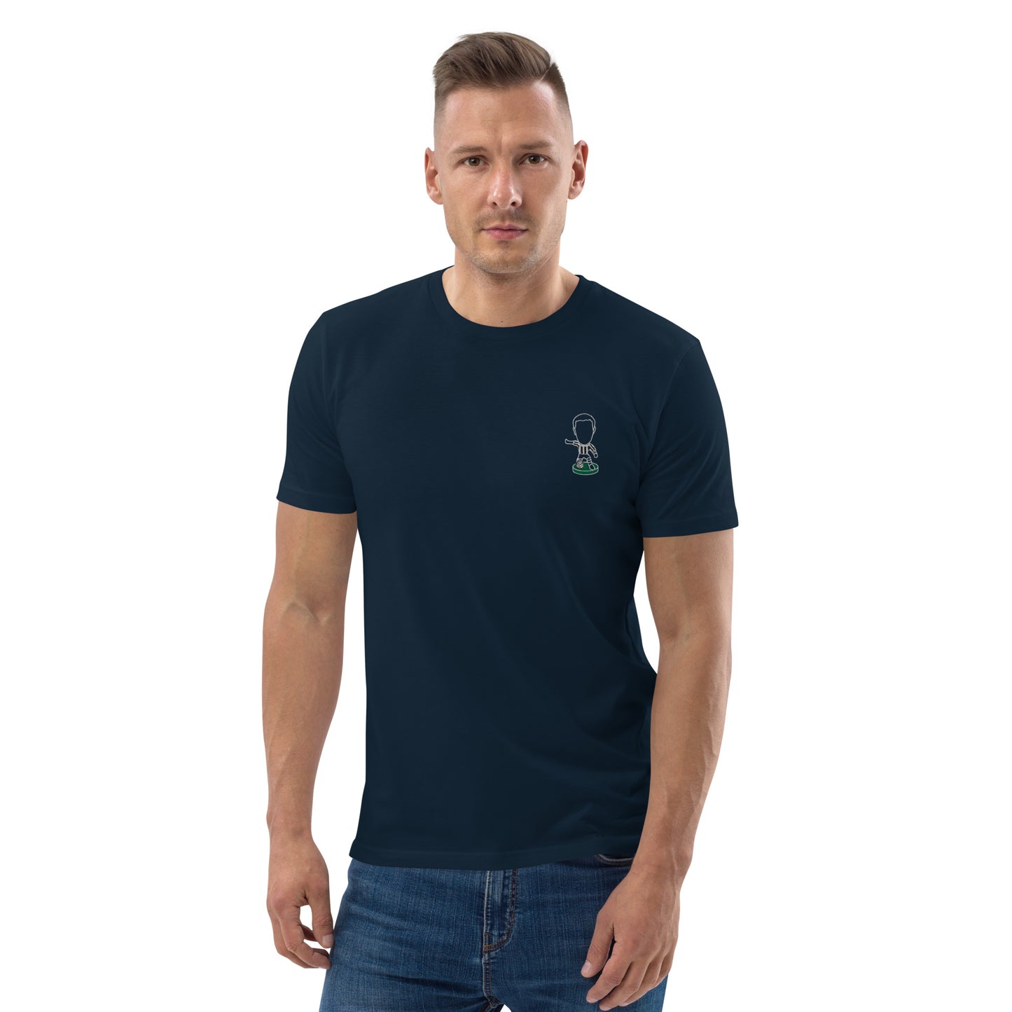 Tyneside Stripes (White Outline) - Embroided - Unisex Organic Cotton T-Shirt
