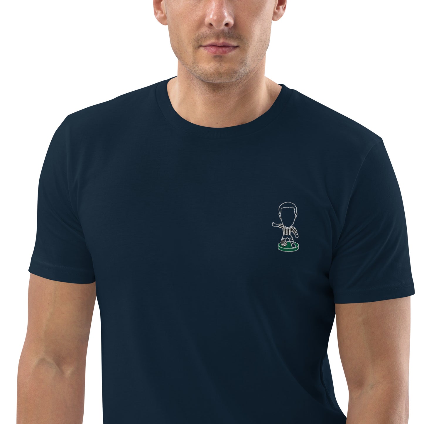 Tyneside Stripes (White Outline) - Embroided - Unisex Organic Cotton T-Shirt