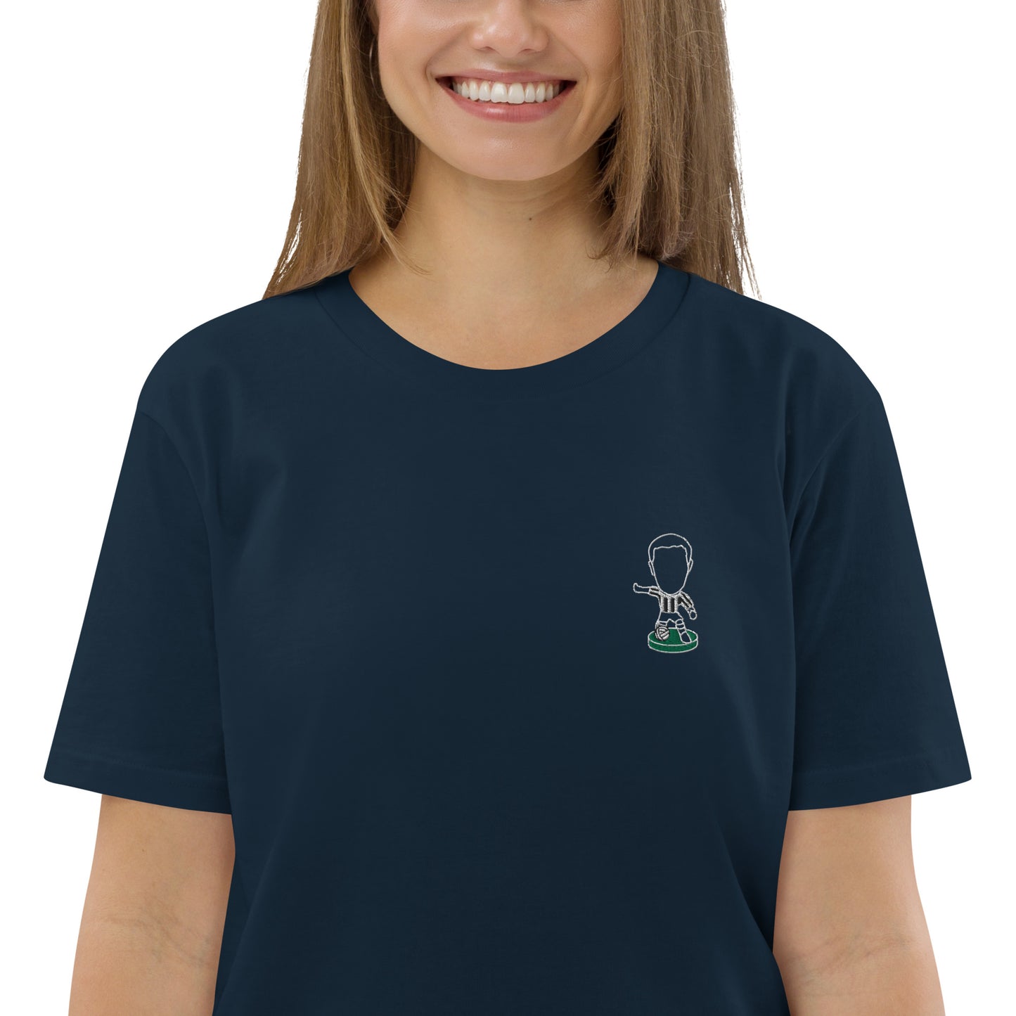 Tyneside Stripes (White Outline) - Embroided - Unisex Organic Cotton T-Shirt