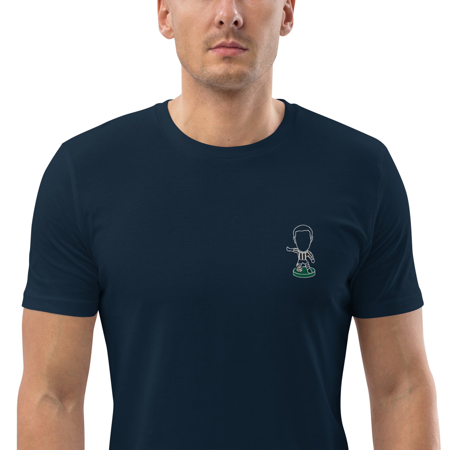 Tyneside Stripes (White Outline) - Embroided - Unisex Organic Cotton T-Shirt