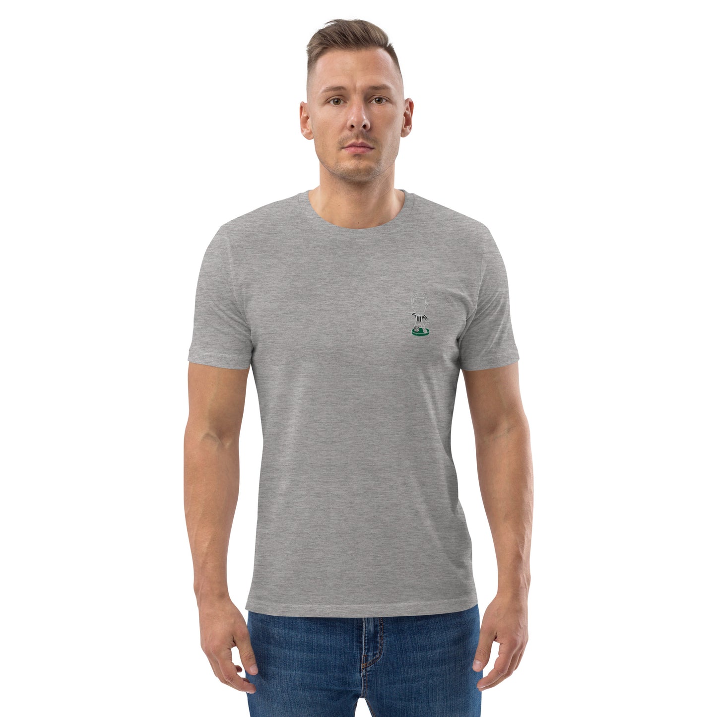 Tyneside Stripes (White Outline) - Embroided - Unisex Organic Cotton T-Shirt